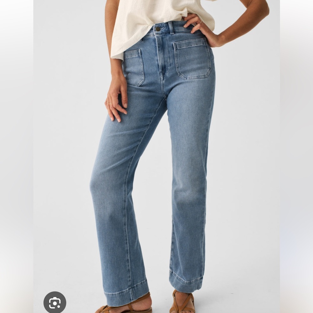 Faherty Stretch Terry Wide Leg Pant - Mid Wash size 30 NWT